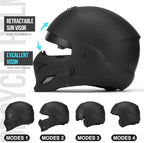 Full Face Motorcycle Helmet for Unisex-Adult Dirt Bike ATV Scooter Cruiser 3/4 Face Motocross Helmet Interchangeable Mouth Cover DOT Approved