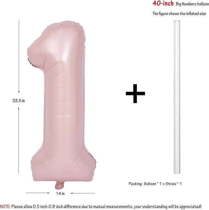 40 In Matte Pink Number Balloons Helium Foil Mylar Balloon Party Digital 1 | - Image 2