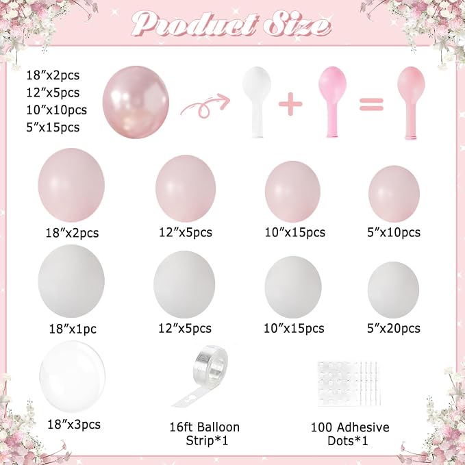 Pink Balloon Arch Kit for Bridal Shower Wedding Baby Shower Decorations | - Image 3