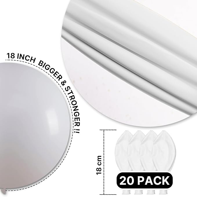 PartyWoo White Balloons 20pcs Matte White Latex Helium Balloons 18 Inch | - Image 6