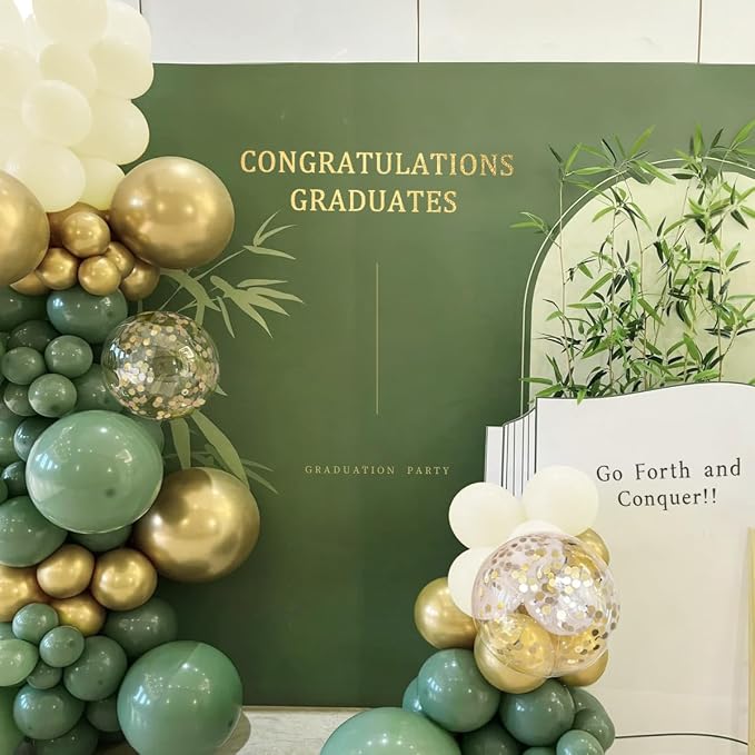 Sage Green White Gold Balloon Garland Arch Kit - Image 5