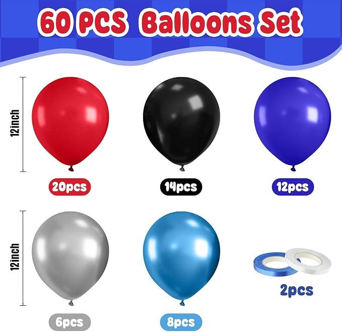 Paready Red Black Blue Balloons Set - Image 3
