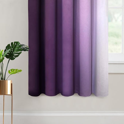 Yakamok Ombre Curtains Purple and Greyish White - Image 4