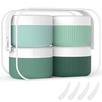 ME.FAN Travel Containers for Toiletries, TSA Approved 1.5 oz Silicone Cream Jars, Leak-proof Journey Containers, Trip Accessories with Lid for Cosmetic Face Hand 4 Pack White Lid - Blue