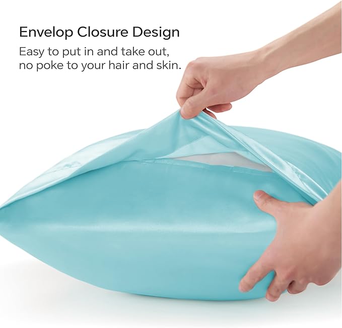 BEDELITE Satin Body Pillow Cover, Super Soft and Cooling Body Pillow Pillowcase for Hair and Skin, Breathable Silky Full Long Pillowcase Cover(20"x54", Blue)