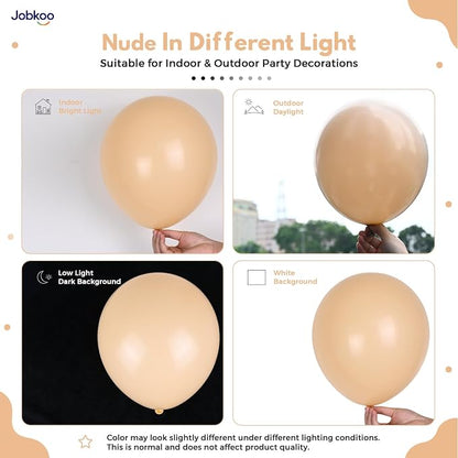 Jobkoo Nude Balloons 12 Inch, Retro Beige Apricot Neutral Latex Balloon | Matte - Image 3