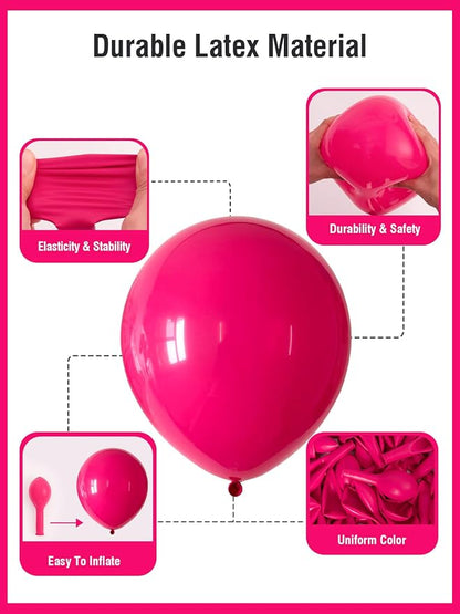 Hot Pink Balloons 125 Pcs Different Sizes 18 12 10 5 Inch Magenta Fuchsia Dark - Image 5