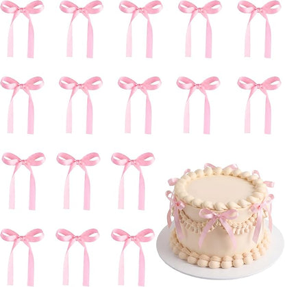 Pink Bows for Cake Ribbon Bow Cake Topper Pink Bow Cupcake Toppers | 30 PCS Bow by NatNarr