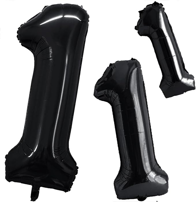 Black Foil Balloons Number 1, Huge Number Balloons by GOER