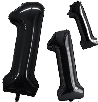 Black Foil Balloons Number 1, Huge Number Balloons by GOER