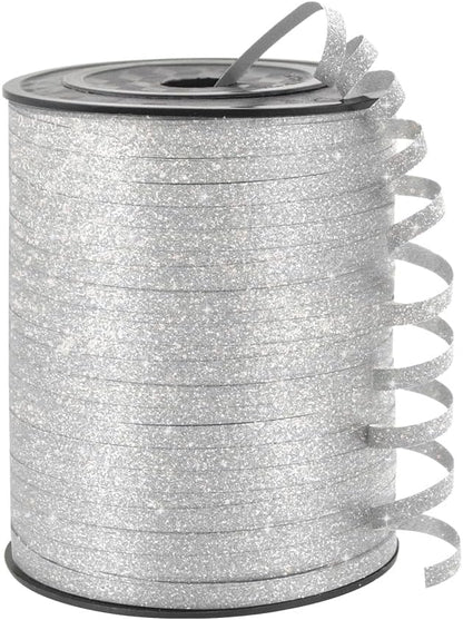 Silvery Glitter Curling Ribbon, 1/5" Wide x 500 Yards Christmas Curling Ribbons by KMERLIFE