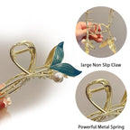 Pearl Large Hair Claw Clips, 2Pcs Strong Metal Clips for Thick and Long Hair