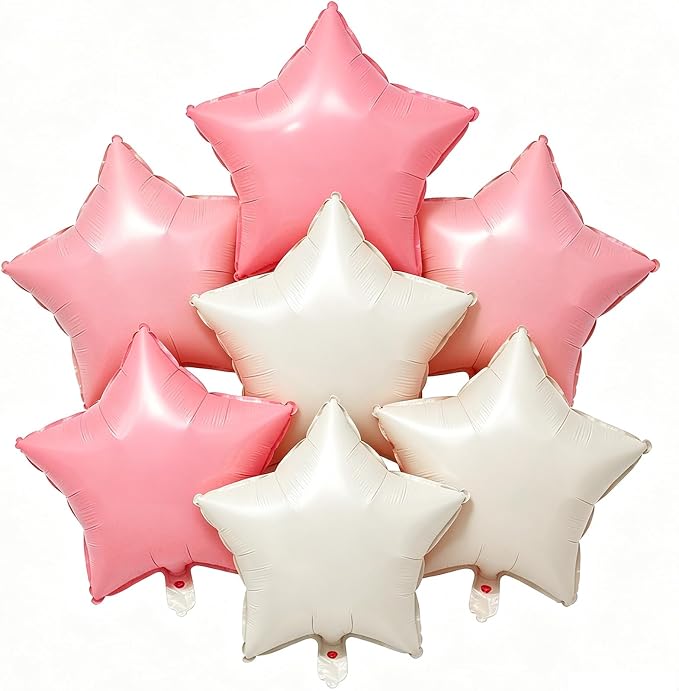 Pastel Pink Sand White Star Balloons 18 Inch by VHUWE