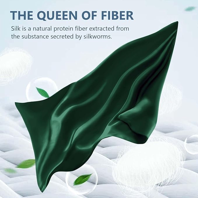 Silk Pillow Cases Standard Size 100% Mulberry Silk Pillowcase for Hair & Skin 22 Momme Both Sided Grade 6A Silk Cooling Soft Breathable 20 x 26 Inches with Hidden Zipper 1PC, Green