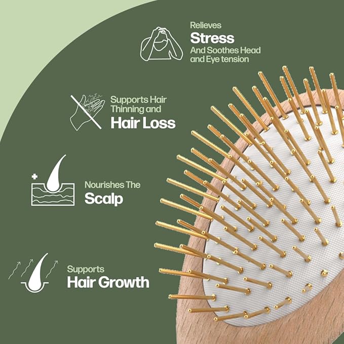 Uffy Acubrusher – 24K Gold-Plated Gua Sha Hair Brush - Ergonomic Scalp Massager for Dandruff & Hair Growth, Suitable for All Hair Types - Ideal Gift for Mom in Turquoise Blue