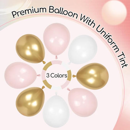 136pcs Pink and White Gold Balloon Arch Garland Kit - Image 4