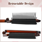 Nuenen 4 Pcs Folding Hair Brush with Mirror Portable Mini Hair Brush Small Compact Pocket Comb for Family Travel Car Gym Wig Bag Purse Gift Women(Tortoiseshell)