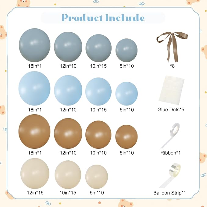 Dusty Blue Brown Balloon Arch Kit - Image 5