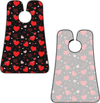 No-Slip Shaving Bib, Beard Grooming Apron with Strong Suction Cups, Valentine's Day Elegant Red Love Heart Black