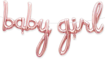 PartyForever Baby Girl Balloon Rose Gold Letters by PartyForever