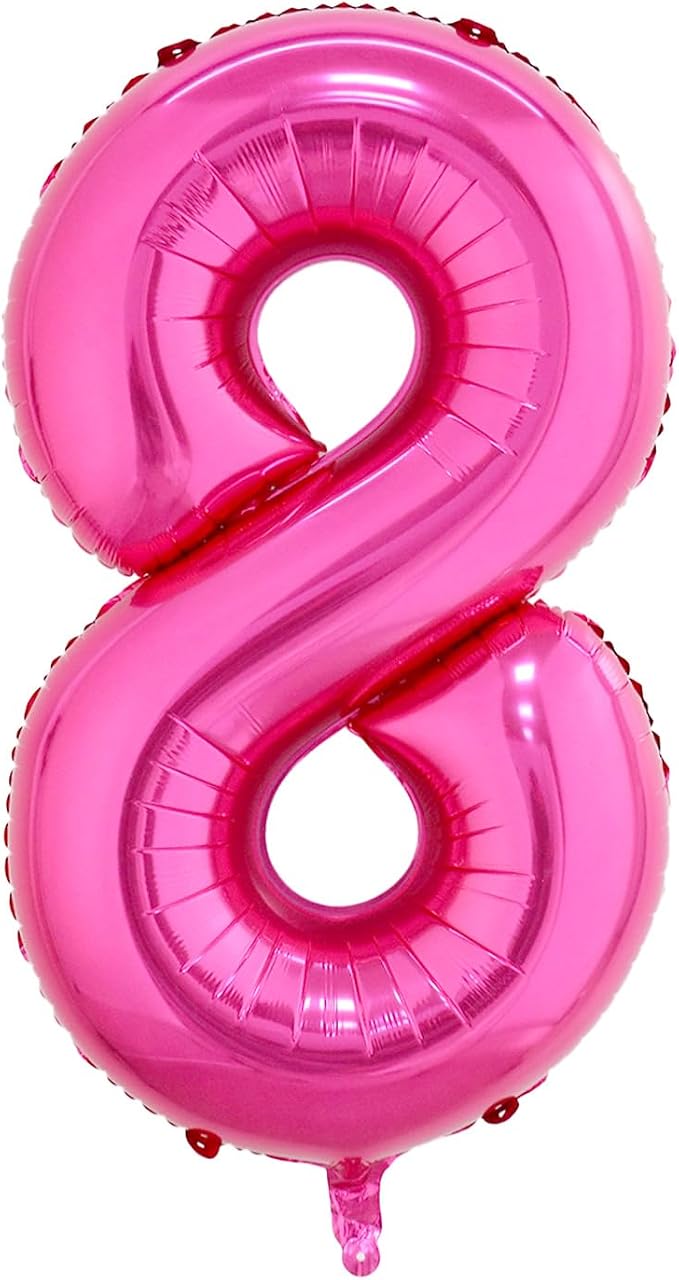40 Inch Hot Pink Number 8 Balloon, Giant Number Balloons, Birthday Decor | by Unknown