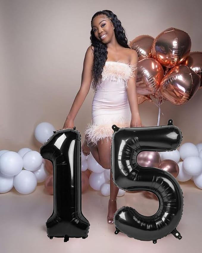 Number Balloons Black 15 Balloon 40 inch - Image 4