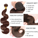 Brown Body Wave Bundle Chocolate Brown Human Hair Bundles Niegmeag Same Length 3 Bundles 14 14 14 Inch Double Weft Color 4 Body Wave Bundle 300g