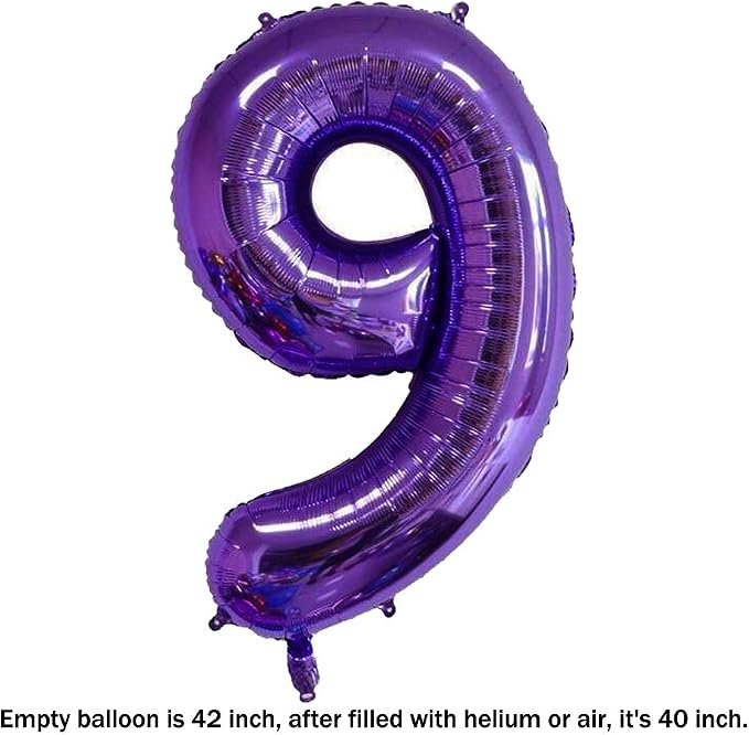 40 Inch Jumbo Purple Number 9 Balloon Giant Balloons Prom Balloons Helium Foil - Image 2