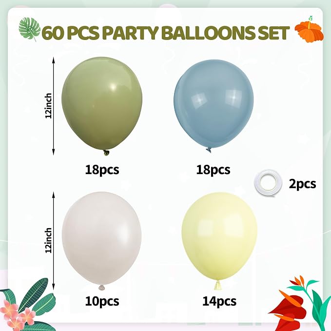Sage Green Dusty Blue Yellow Balloons - Image 2
