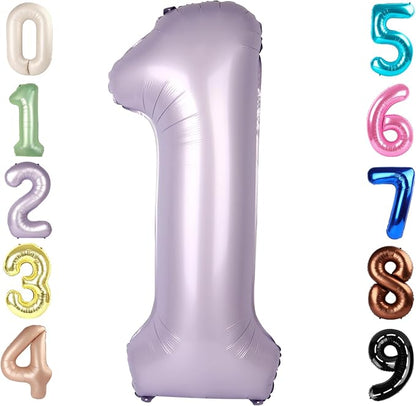Number 1 Balloons 40 Inch for 1st 11 Birthday Decorations, Cream Purple | Jumbo by Mluchee