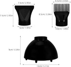 Universal Hair Dryer Nozzle Set 3 Pieces Including Concentrator Nozzle Diffuser Attachment and Styling Comb for Home and Travel Hair Styling 5.12X5.12X3.54 Inches