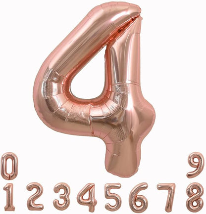 TONIFUL 40 Inch Rose Gold Large Numbers Balloons 0-9, Number 4 Digital 4 Helium by TONIFUL