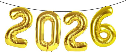 Gold 2026 Balloons, Foil 40 Inch 22 Number Balloons, 60 Balloon Number by Argthjy