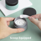 ME.FAN Travel Containers for Toiletries, TSA Approved 1.5 oz Silicone Cream Jars, Leak-proof Journey Containers, Trip Accessories with Lid for Cosmetic Face Hand Body Cream 4 Pack Black Lid - Grey