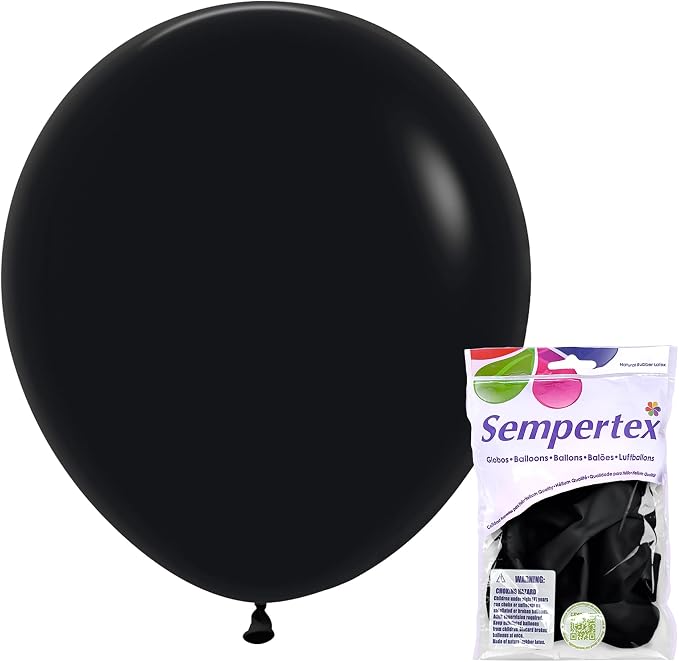 Sempertex Deluxe Black Balloons, 18 Inch, vibrant color, ships uninflated by Sempertex