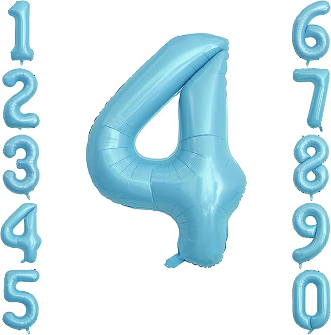 Pearlescent Blue Number 4 Balloon 40 Inch, Shiny Foil by Unknown