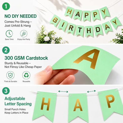 Green Happy Birthday Banner Sign - Image 3