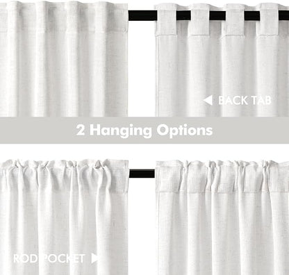 MIULEE Bleached Linen Kitchen Curtains 30 Inches Length 2 Panels Farmhouse | - Image 5