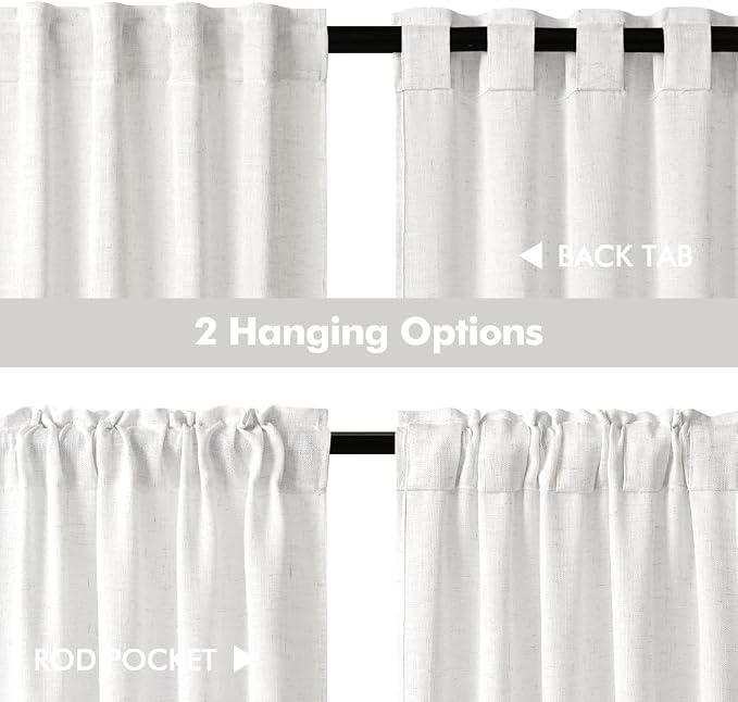 MIULEE Bleached Linen Kitchen Curtains 36 Inch Length 2 Panels Farmhouse | - Image 5