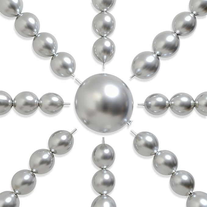 PartyWoo Silver Linking Balloons 100pcs 6 Inch Silver Link Balloons | by PartyWoo