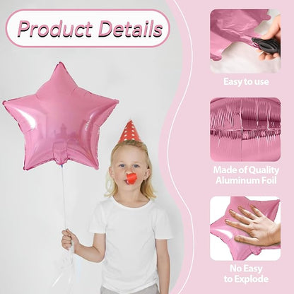 Pink and Purple Star Foil Balloons, 18 Inch Metallic Purple Stars Balloon - Image 3
