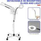 Professional Facial Steamer 3 in 1 Steamer for Face with Hot & Cold Nozzle 5X LED Magnifying Lamp Facial Steamer for Esthetician Beauty Face Equipment Use at Home or Salon