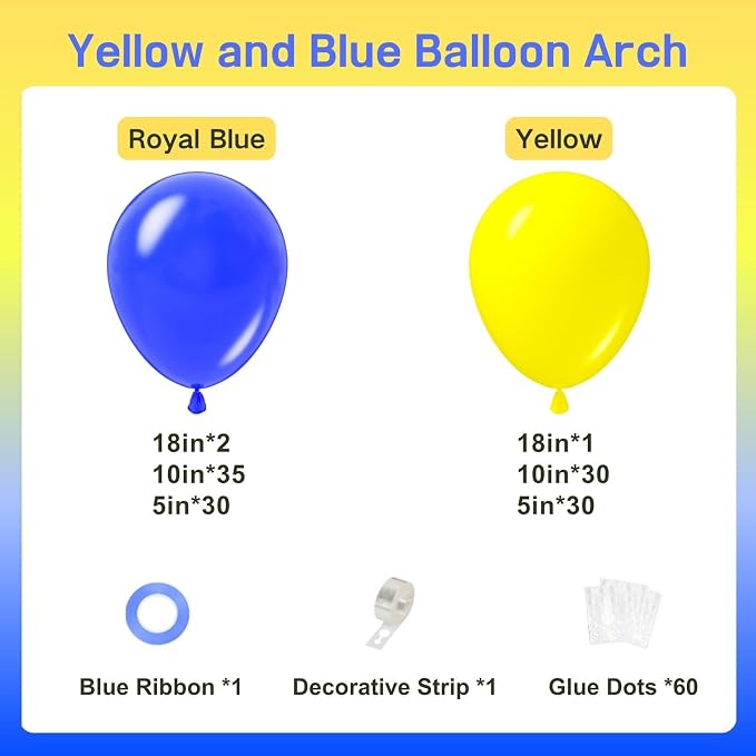 131pcs Blue and Yellow Balloon Arch Kit - Image 2