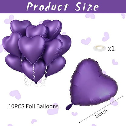 Purple Heart Balloon, 18inch Metallic Purple Heart Shape Foil Balloons - Image 2