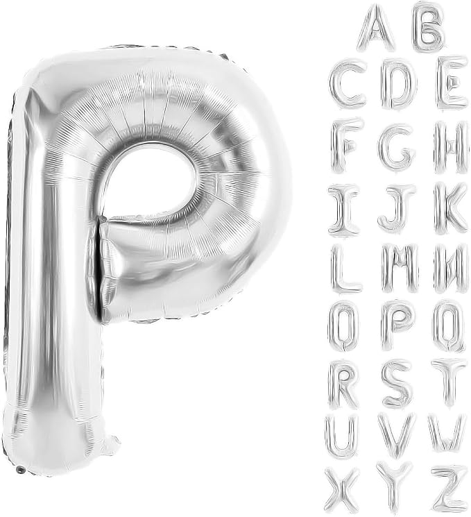 Silver Letter Balloons 40 Inch Large Alphabet Balloon Letter P | Foil Mylar Big by YUNSHANGMO