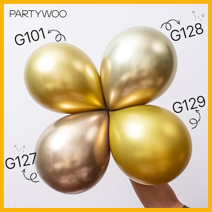PartyWoo Metallic Gold Balloons 50pcs Chrome Gold Color 5 Inch | Balloons - Image 5