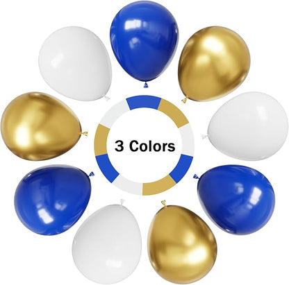 Blue and Gold Balloons, 12 Inch Blue and White Balloons - Image 3
