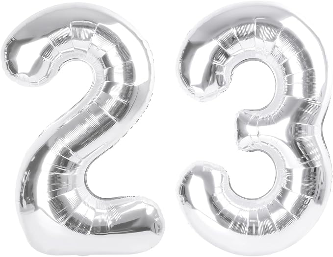 Large Number Balloons 40 Inch Silver 23 Balloon by Mluchee