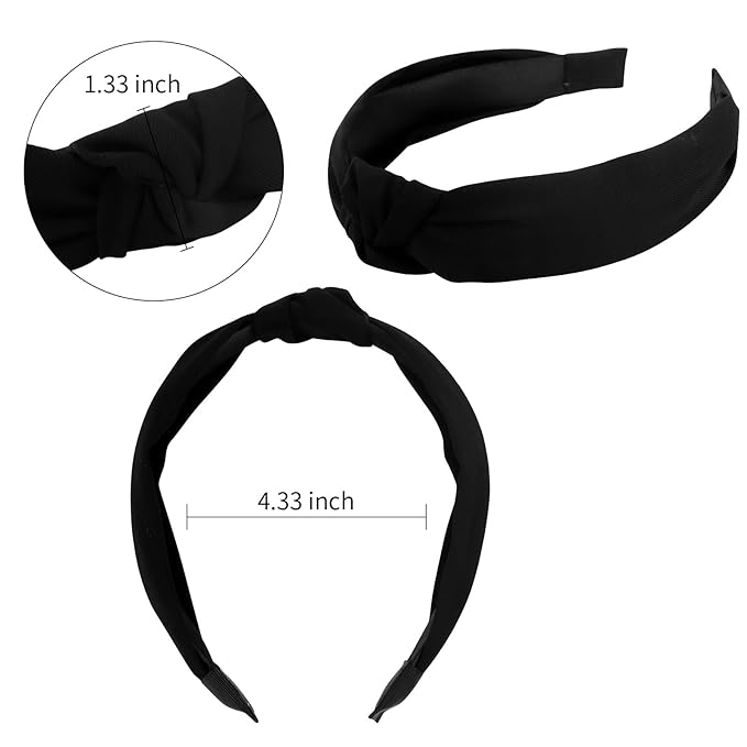 VELSCRUN 5 Pack Headbands for Women Gilrs Fashion Knotted Head Bands Solid Headband Non Slip HairBand for Womens Thin Thick Short Hair Face Wash Hair Accessories Gifts for Women B