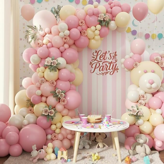 Pink and Yellow Balloon Arch Garland Kit 157pcs, Pastel Pink Light Pink Yellow - Image 5